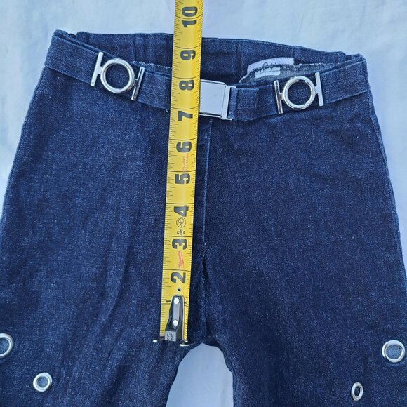 G-IV Metal Ring Grommet Dark Deep Blue Stretch Bootcut Blue Jeans - Size 5 - Picture 12 of 12
